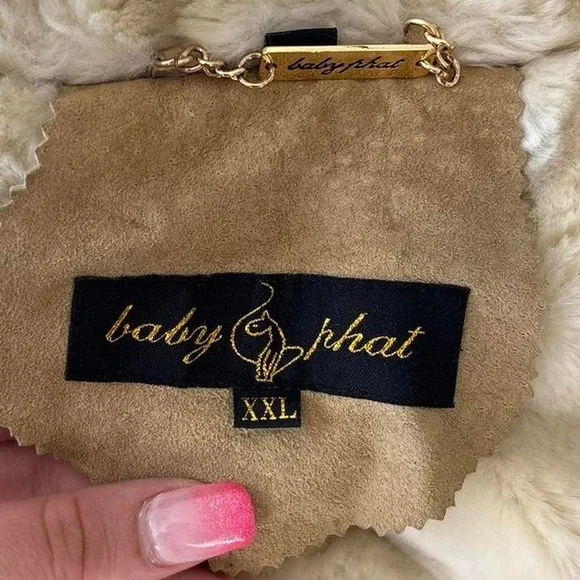 rare baby phat leather fur hooded jacket - Picture 3 of 8